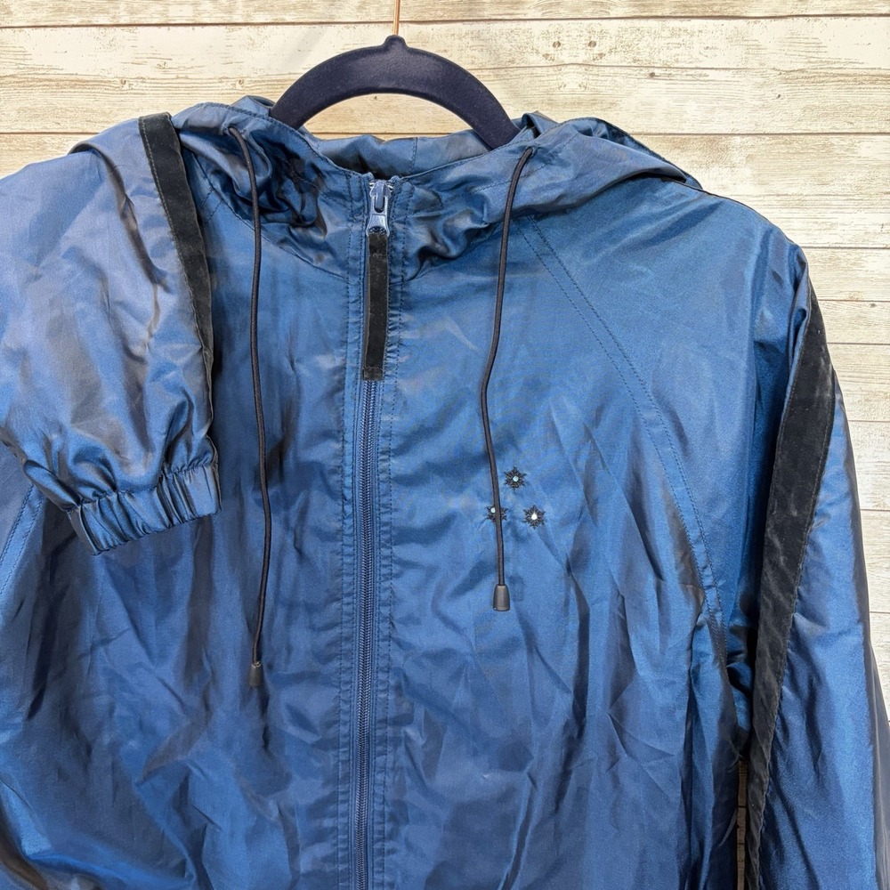 Vintage Y2K Catalina Womens S Windbreaker Jacket Blue Hooded Lightweight Velvet